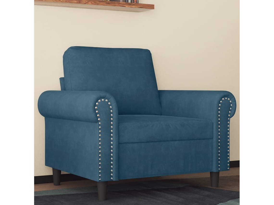 Vidaxl Poltrona 60 Cm Veludo Azul
