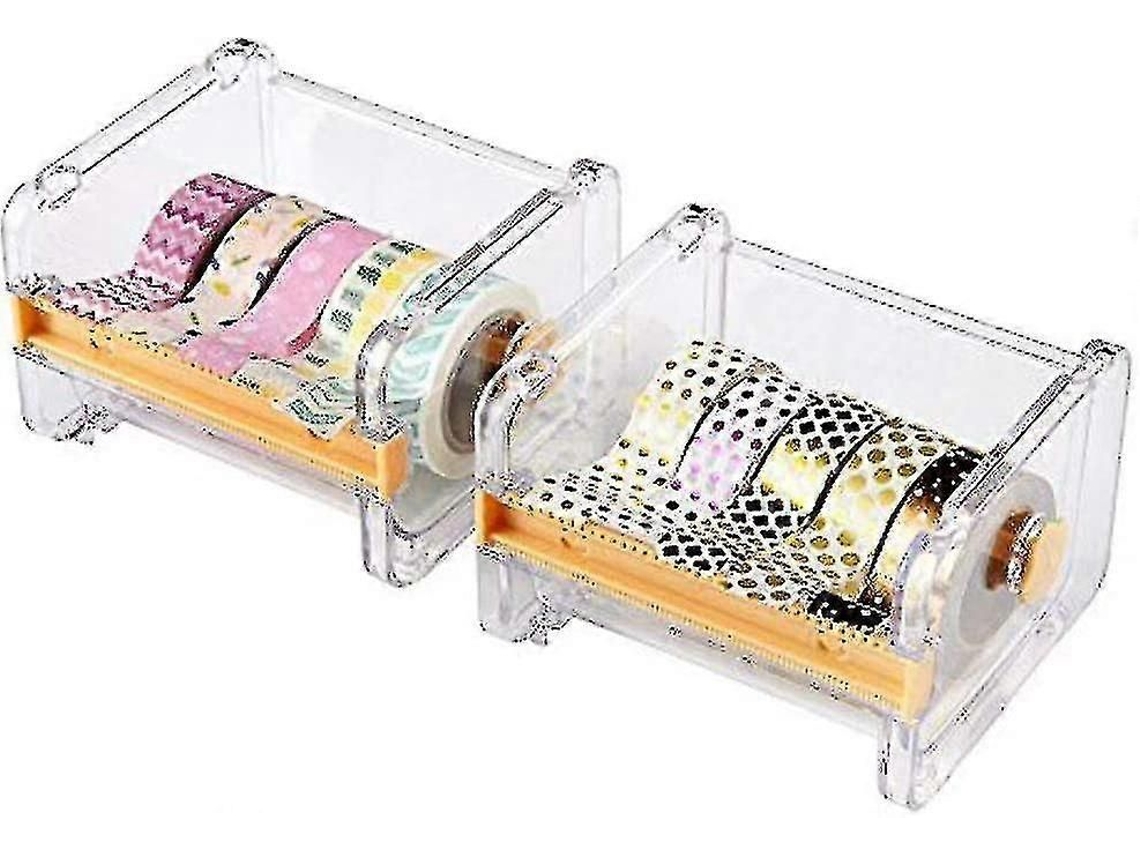 2 Unidades de Cortador Fita Washi, Organizador Rolo, Armazenamento Rolo Adesivo para Mesa, Faça Você Mesmo _fevereiro GOKOCO