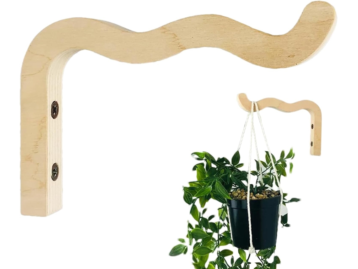 Conjunto De 2 Ganchos De Parede De Madeira Para Lanternas, Flores