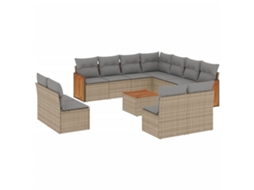 Maison Exclusive - 12 Pcs Conjunto De Sofás P/ Jardim Com Almofadões Vime Pe Bege