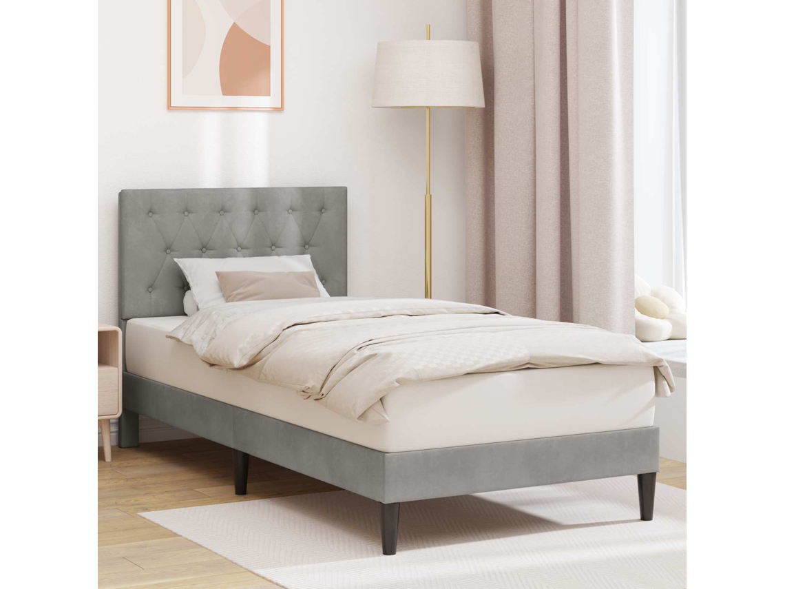 Vidaxl Estrutura da Cama Cinzento claro 100 X 200 Cm Veludo