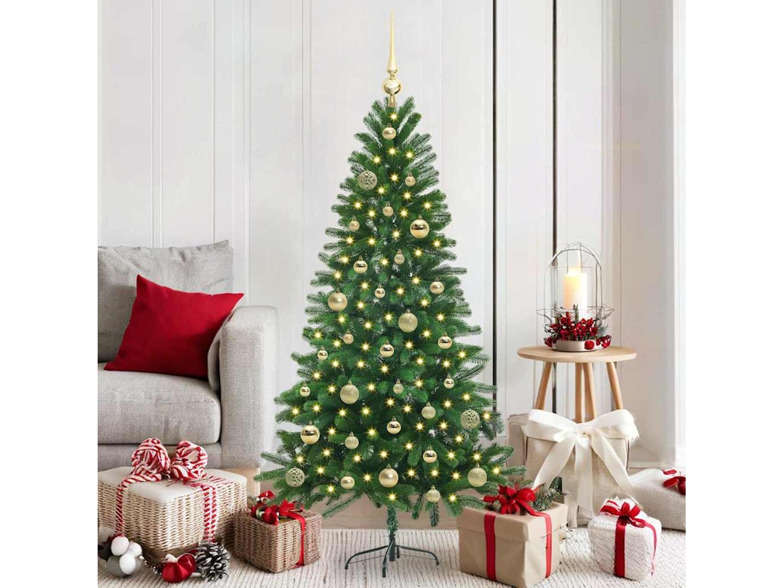 Vidaxl Árvore De Natal Com 150 Leds Com Suporte Verde 150 Cm Pe