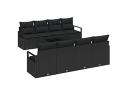 Conjunto 9 Conjunto De Sofás Vidaxl Preto Vime Pe (55 X 55 X 37 Cm)