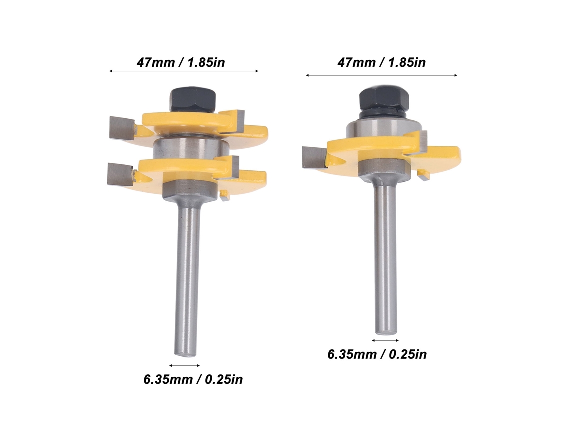 Laxiscreed Conjunto De Corte Com 3 Dentes Para Encaixe De Língua E Ranhura, 1/4 De Polegada