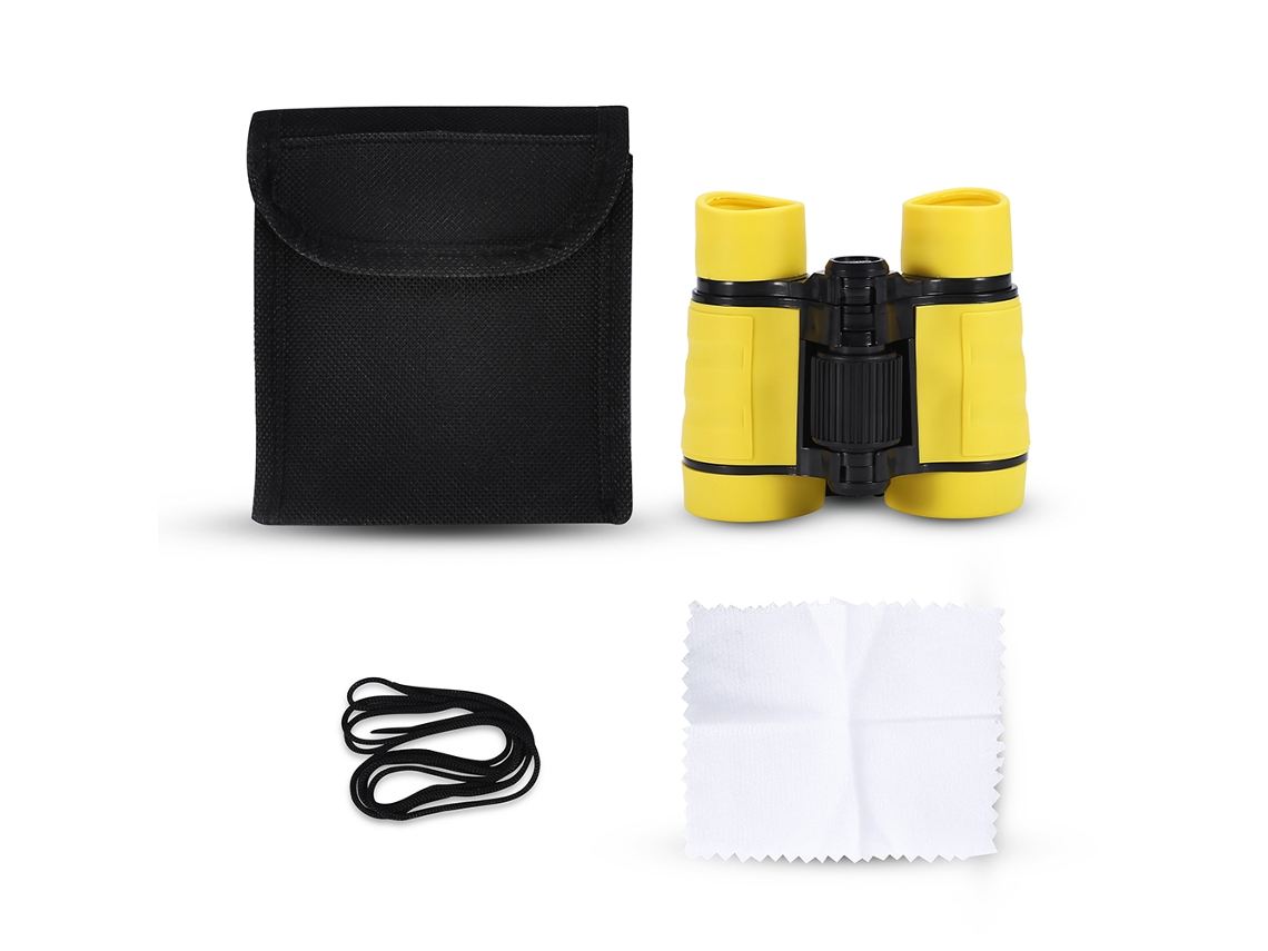Binóculos Infantil 4x30 Pássaros Exterior Amarelo Brinquedo Presente