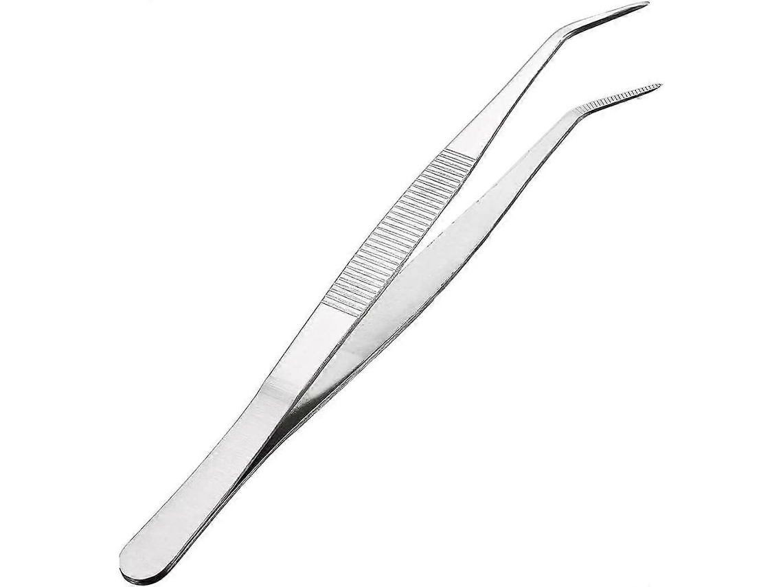 Pinça De Aço Inoxidável De 20 Cm / 8 Polegadas Com Ponta Curva De 60 Graus E Serrilhada, Pinça Multiuso Profissional