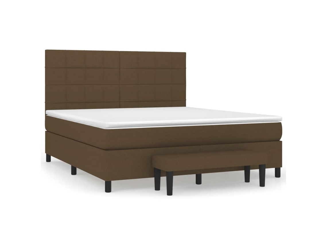 Cama com Molas, colchão 180x200 cm Tecido Castanho escuro MAISON EXCLUSIVE