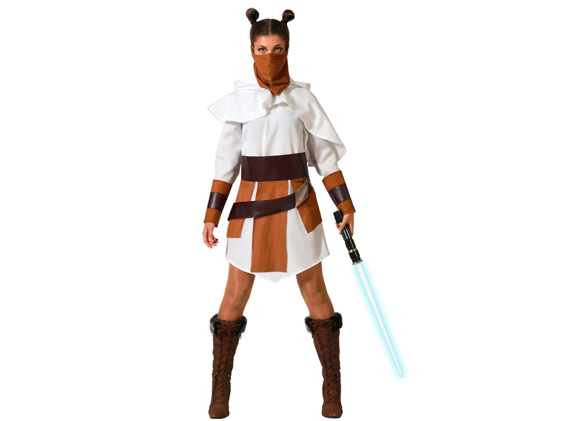 Fantasia Mulher - Atosa - Cavaleiro Jedi - Vestido Branco - Couro Sintético - Star Wars
