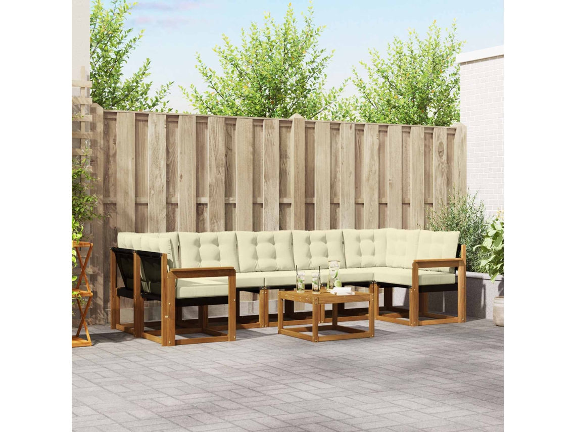 Vidaxl Conjunto De Sofás Para Exterior 8 Pcs Natural E Creme