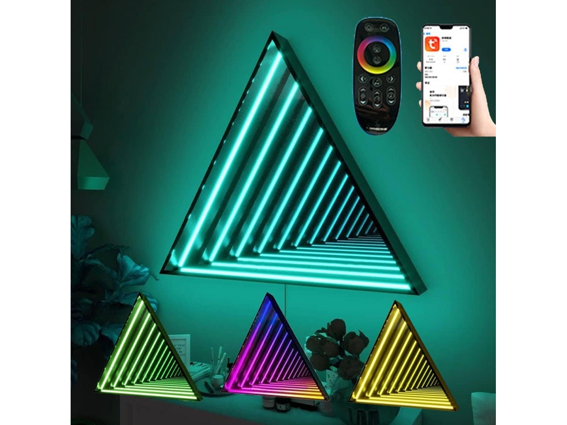 Luminária De Parede 3d Com Espelho Infinito Controle Remoto E Mudança