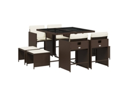 Garden Dining Set, Garden Dining Sets Vidaxl Marrom Rattan / Vime (n/a)