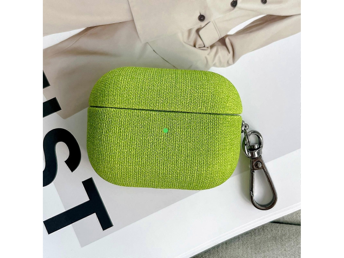 Estojo Para Fones De Ouvido Airpods Pro Com Textura De Tecido Fino E Gancho Integrado.