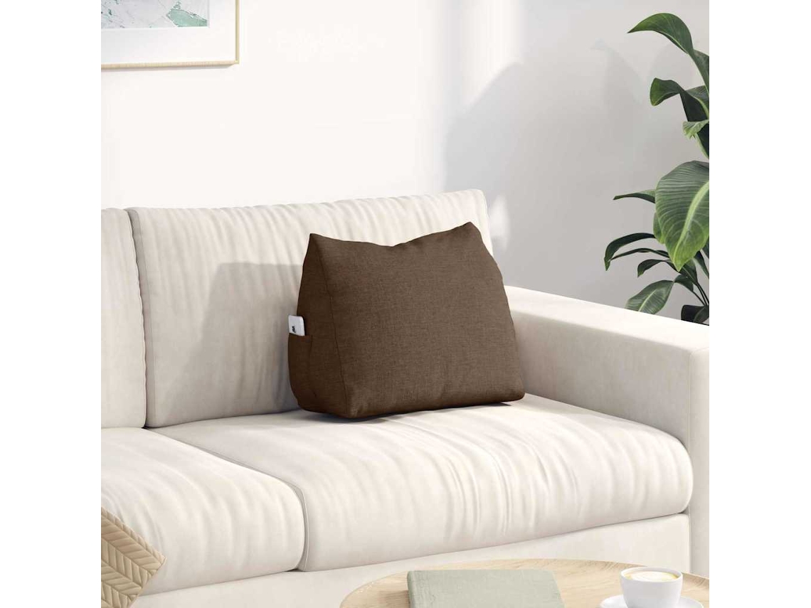 Vidaxl Travesseiro Para Costas Castanho 45 X 20 X 35 Cm Tecido