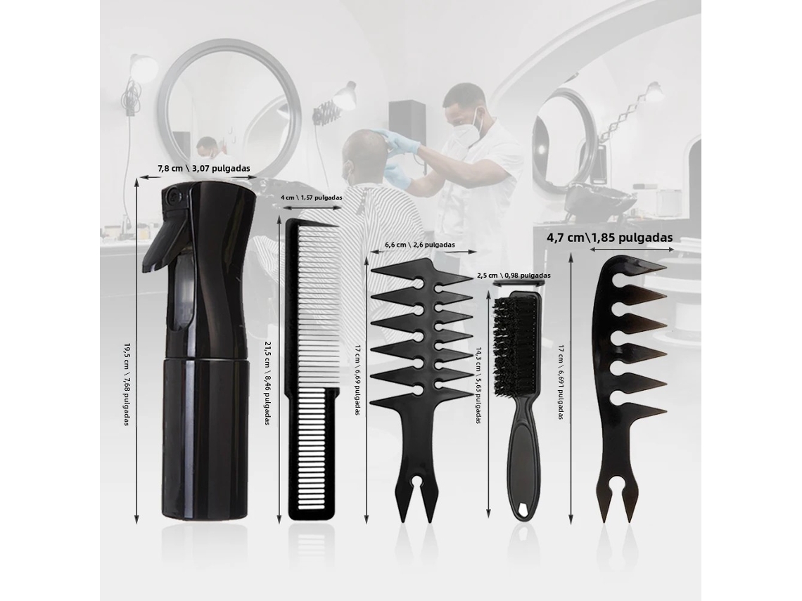 Conjunto de Pentes Pretos , Pente para Estilizar Cabelo Masculino. MDUG (a, 5 Peças)