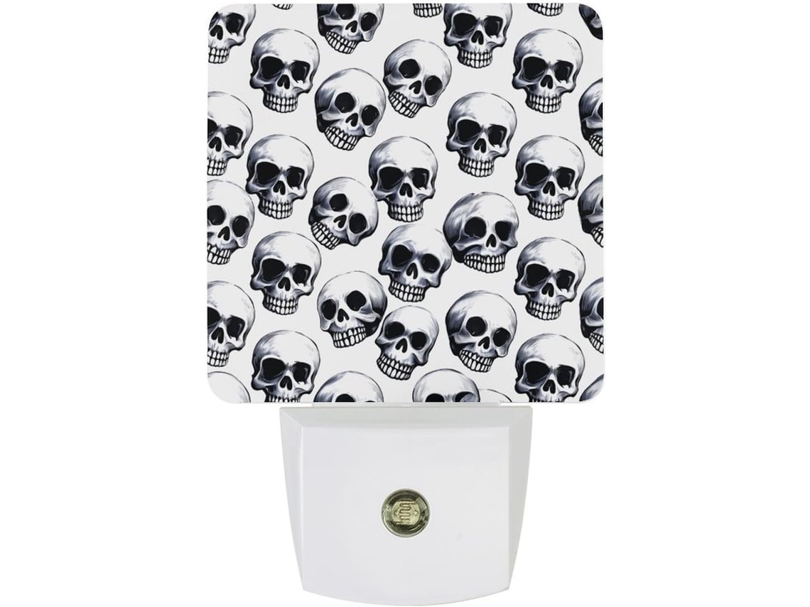 Luminária de parede LED noturna, desligamento automático, sensor crepuscular, estampa de caverna antiga em Fundo Branco