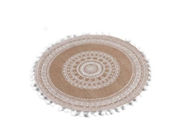 Doçura De Interior - Jogo De Mesa Em Juta Com Pompons Azusa - Diâmetro 38 Cm - Branco