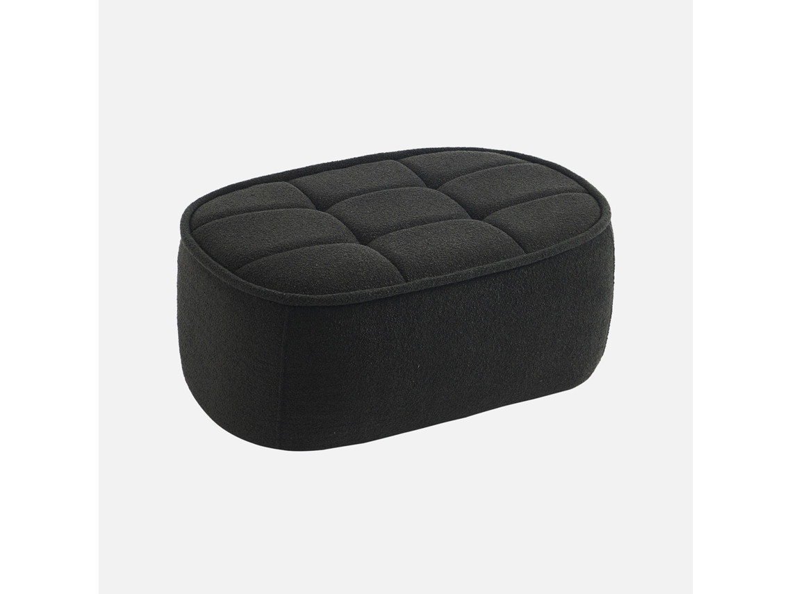 Pouf, Apoio Para Pés Para Poltrona 1 Lugar Boni Bouclette Texturada, Preto Sweeek