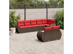 Vidaxl Conjunto De Sofá De Jardim Com 8 Peças E Almofadas Em Rattan Sintético Marrom