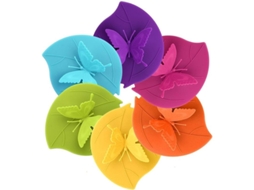 Tampa De Copo De Silicone Borboleta Criativa - Selagem Hermética Anti-pó, Material Seguro, 6 Cores, Reutilizável