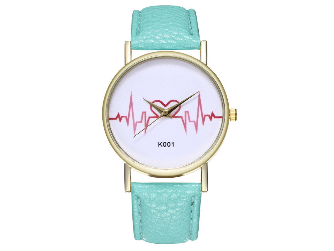 Relógio Feminino de Pulso Analógico Simples com Cinto de Couro Pu Quartzo Zhoulianfa (menta)