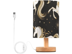 Luminária De Leitura Preta E Branca Em Formato Unicórnio Dourado Para Adultos, Ideal Para Banheiros E Como Luminária De