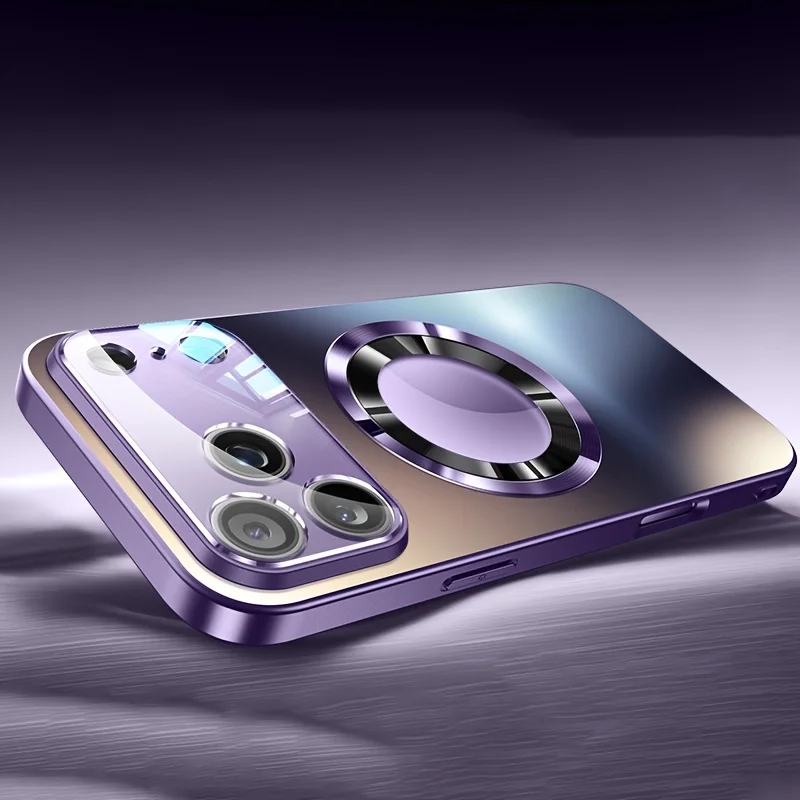 Capa Protetora Magesafe Com Carregamento Sem Fio Magnético E Design À Prova De Choque (iphone 16 Pro Max Roxo).