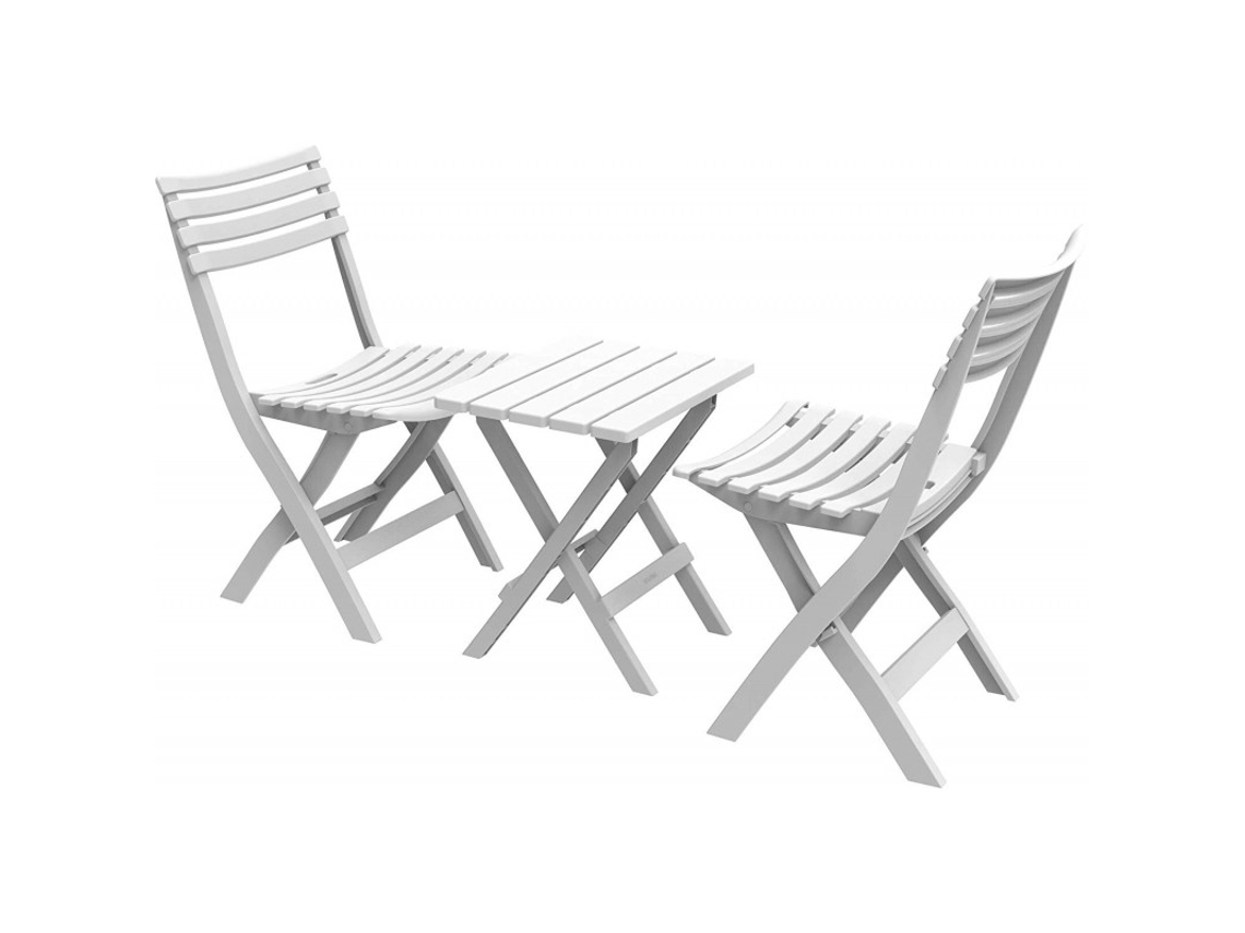 Conjunto dobrável Valencia de 2 cadeiras 1 mesa de PVC DURAMAX