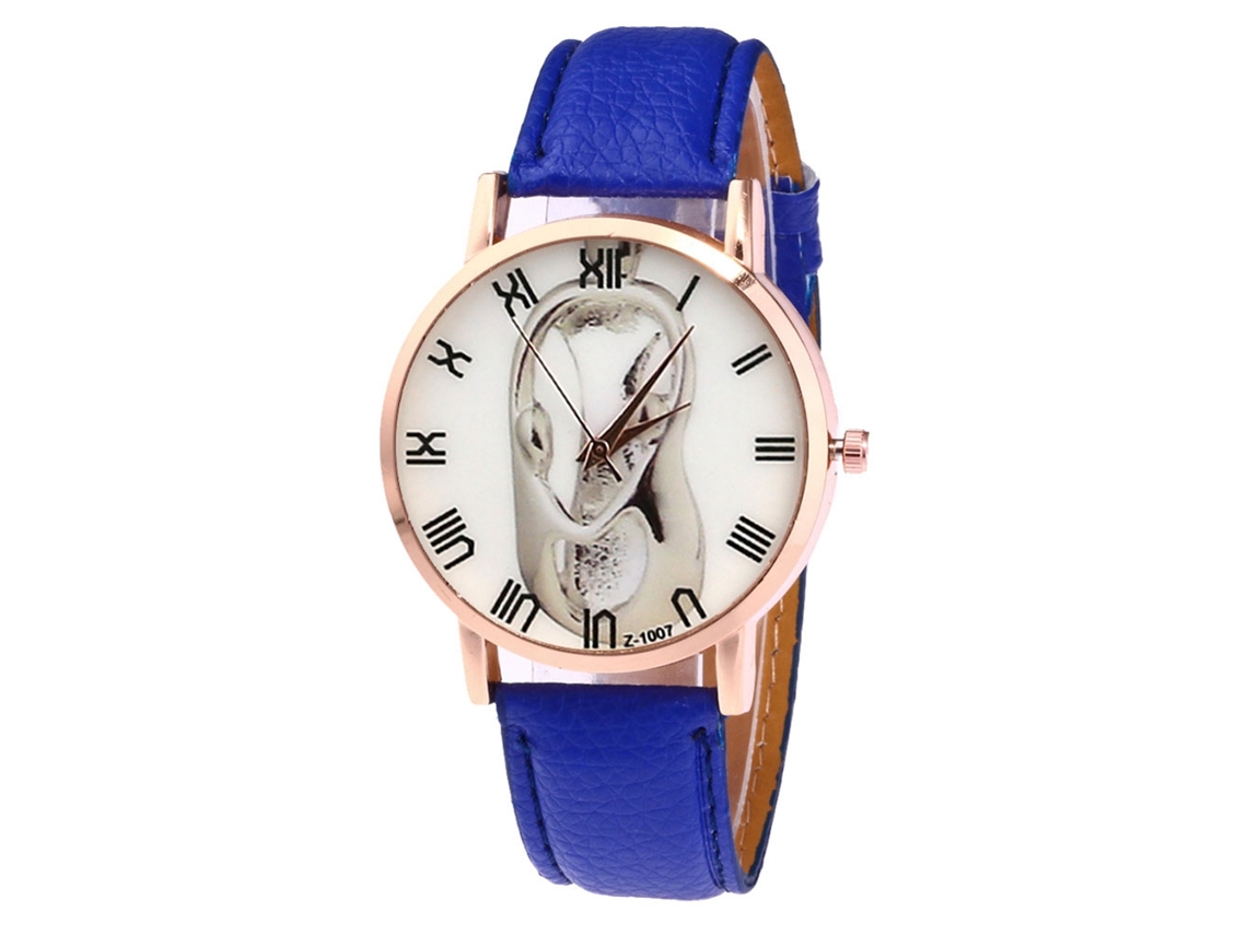 Reloj De Pulsera De Aleación De Moda Con Dial Redondo Display Analógico Cuarzo Azul