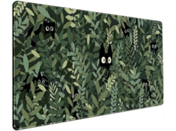 Tapete De Mesa Para Jogos Com Estampa De Gato Fofo De Desenho Animado E Folhas Verdes Olysi Shop (300 X 600 X 2 Mm)