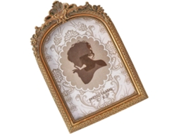 Moldura Vintage Arqueada Para Fotos De Casamento Com Borda De Resina E Acabamento Em Ouro Antigo