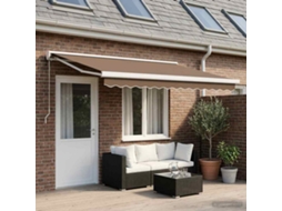 Vidaxl Toldo Retrátil Cinzento-acastanhado 400 × 300 Cm Tecido E Metal