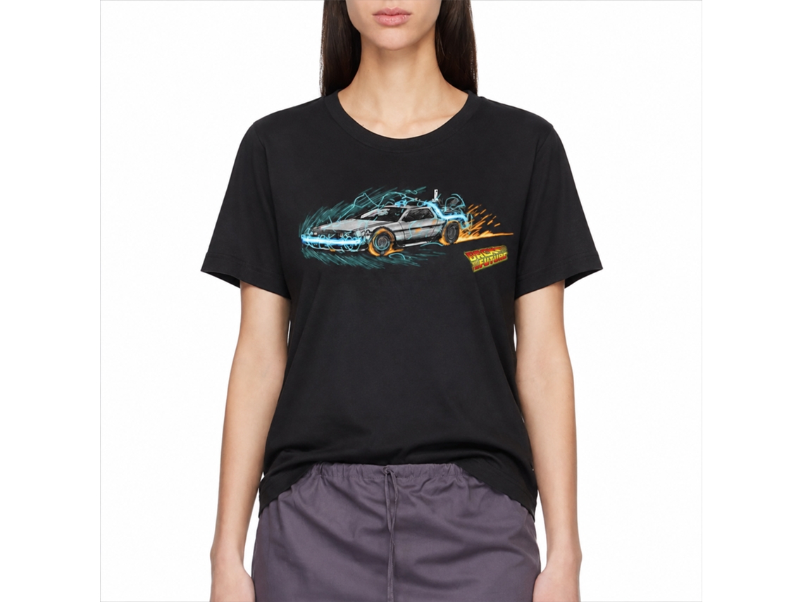 Rockinstone Back To The Future Movie Time Painting 1 Black Adult T-shirt Size:m
