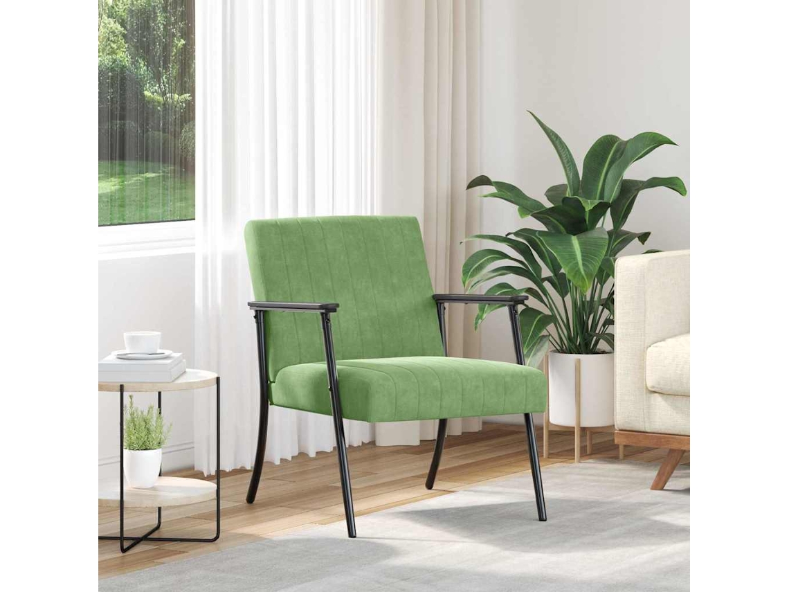 Vidaxl Poltrona Verde Claro Veludo