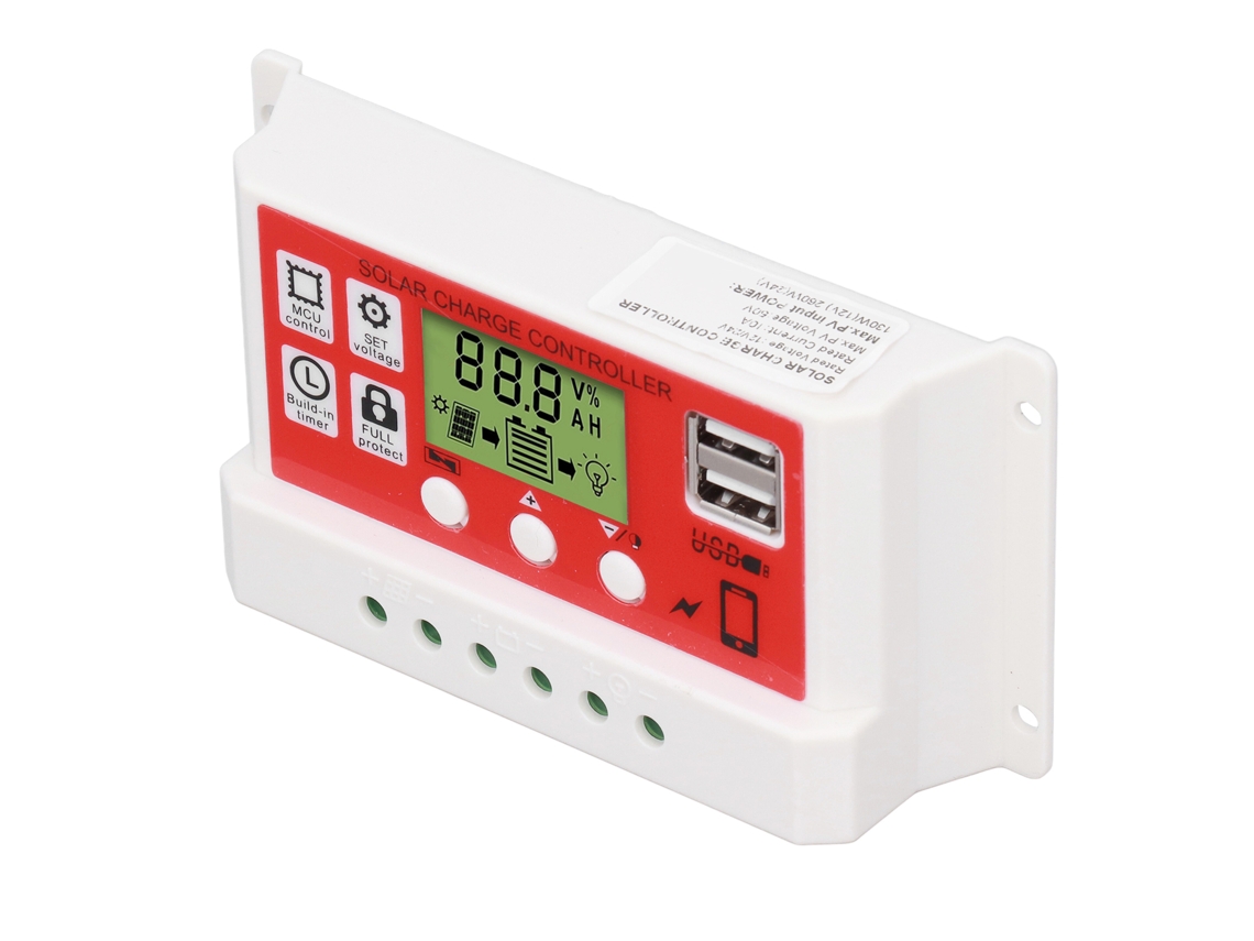 Controlador De Carga Solar Laxiscreed Pwm Com Visor Lcd Para Painéis Solares