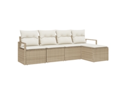 Conjunto 5 Conjunto De Jardim Ao Ar Livre Vidaxl Bege Vime Pe (230 X 117 X 85 Cm)