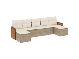 Conjunto de 7 Sofás para Jardim com Almofadões Vime Pe Bege MAISON EXCLUSIVE (7 pcs)