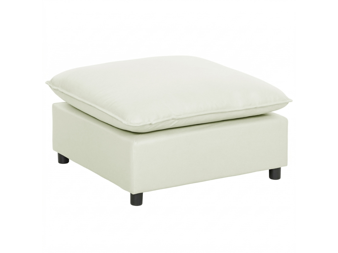 Puff Otomano Moderno Tecido Para Sala E Quarto Creme 75 Cm