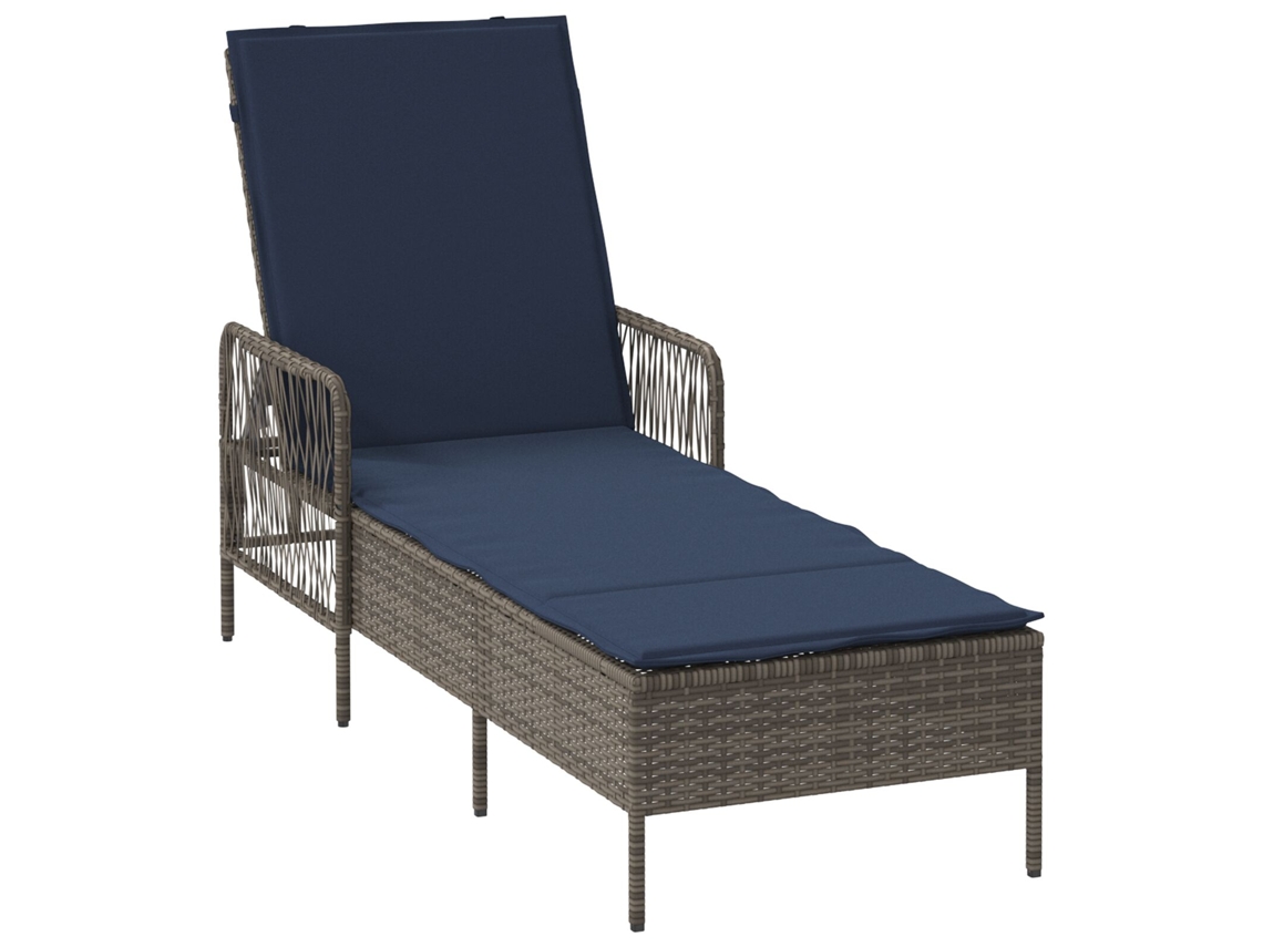 Conjunto 1 Espreguiçadeira De Exterior Vidaxl Cinzento Vime Pe (200 X 55 X 92 Cm)