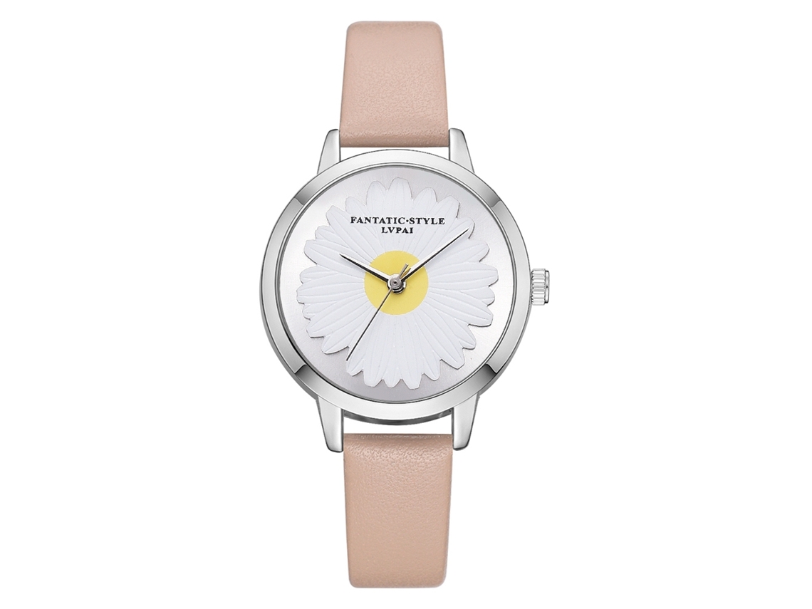 Relógio de Pulso Feminino Casual Simples Lvpai Quartzo com Cinta Pu Bege