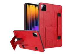 Capa Hexinyigjly Para Redmi Pad2 Pro 12.1-inch (2025) , Pu Estilo Retrô, Com Suporte Integrado Vermelho