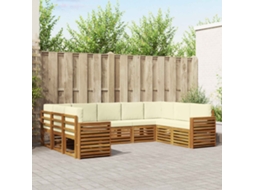 Vidaxl Conjunto De Sofás Para Exterior 9 Unid. Natural E Creme