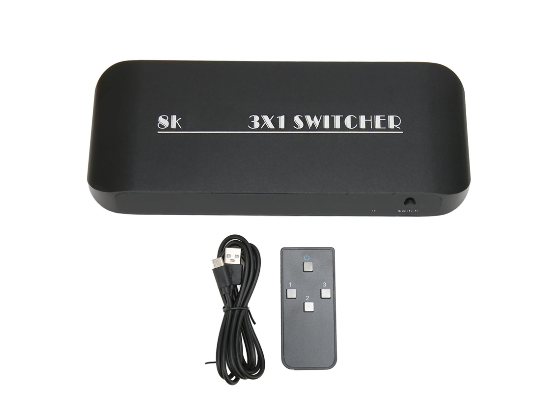 Aetheria comutador de Interface Multimídia Hd 3 Entradas 1 Saída 8k 60hz 4k 120hz 48gbps com Controle Remoto