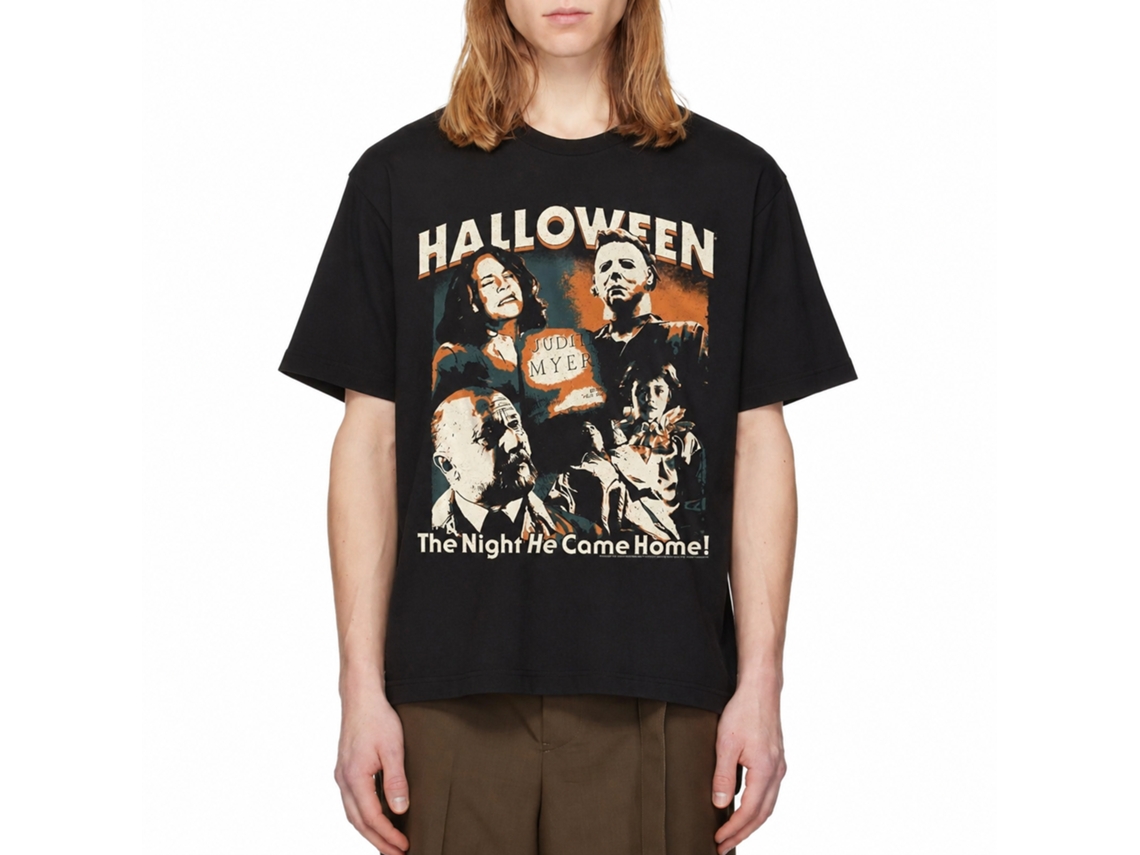 Rockinstone Halloween Movie Five Photo Collage Black Adult T-shirt Size:xxxl