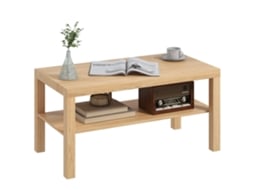 Mesa de centro moderna LAMAISON com prateleira, 90x45x44,5cm, madeira