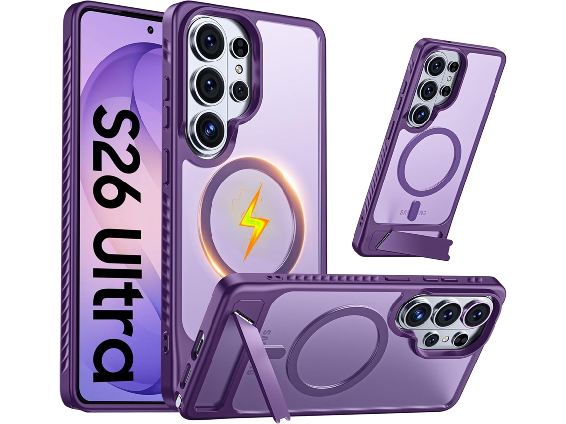 Capa Para Samsung Galaxy S26 Plus, Com Ímã E Suporte, À Prova De Choque, Roxa Panoona