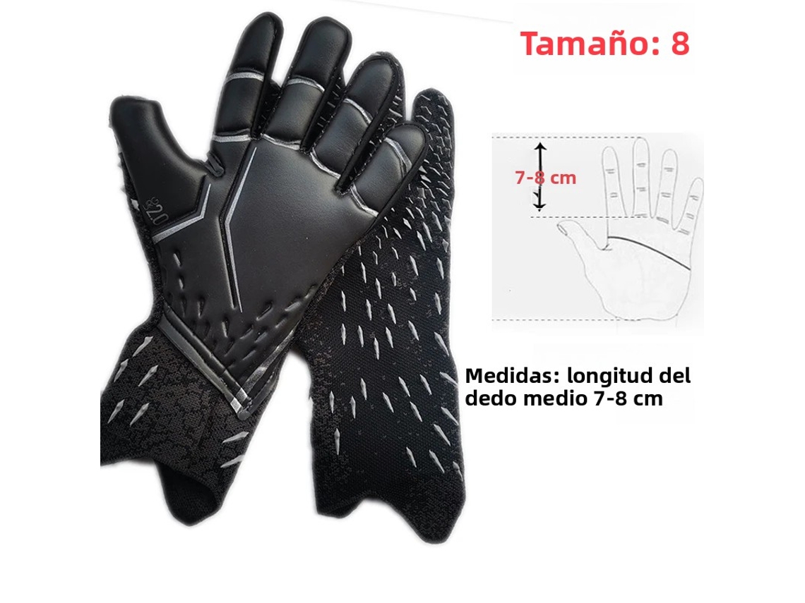 Luvas De Goleiro De Futebol Profissionais (pretas, 8 Cm), Com Proteção Reforçada Em Látex.