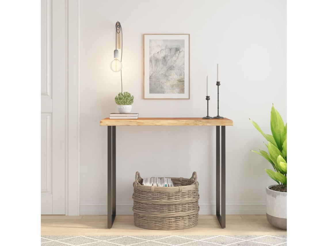 Vidaxl Tampo De Mesa Retangular Borda Viva 100x40x3,8 Cm Acácia Maciça