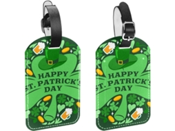 Conjunto De 2 Etiquetas Bagagem Com Alça Segurança Bolsa, Mala, Carteira, Design De Trevo, Verde