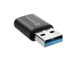 Adaptador USB-A(M) para USB-C(F), permite ligar periféricos USB-C a computadores com porta USB.