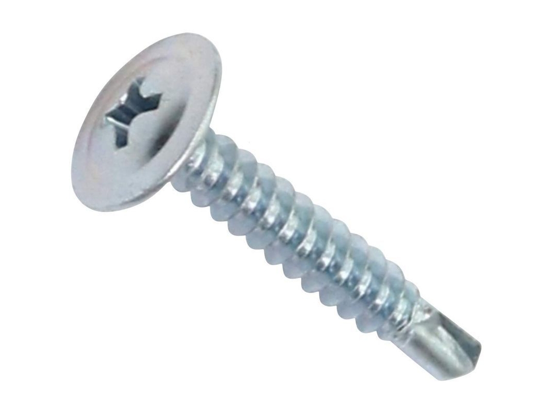 Conjunto de 100 parafusos auto perfurantes, aço zincado, Ø4.2x25mm, cabeça redonda, para metais e reformas | S/MARCA